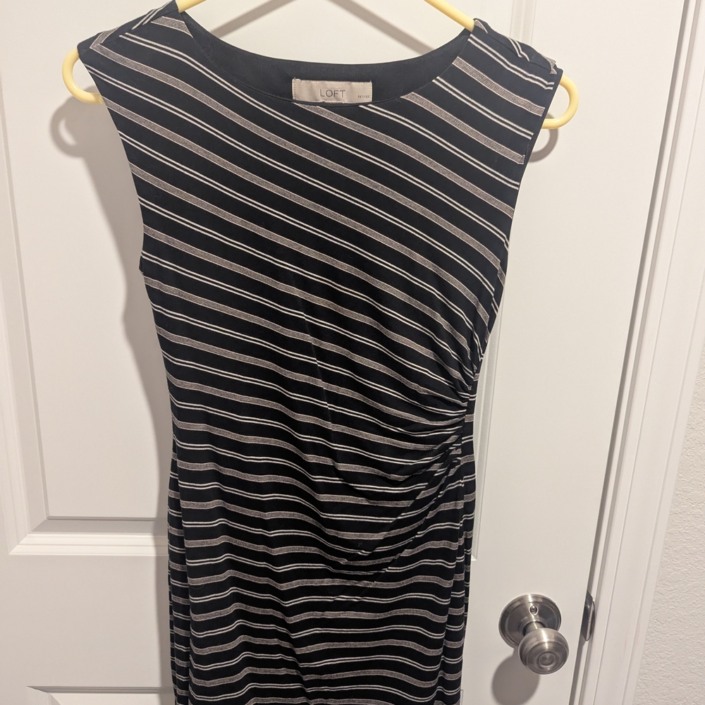 LOFT Black and White Striped Dress
